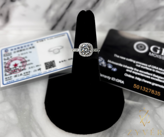 1.00ct Halo Moissanite Ring