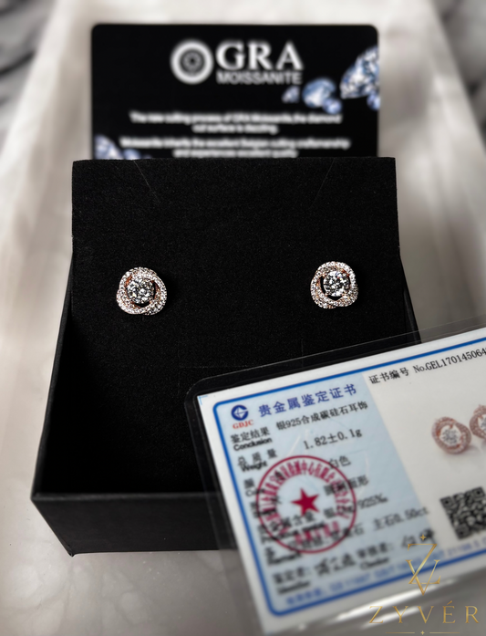 0.50ct Rose Gold Halo Moissanite Stud Earrings