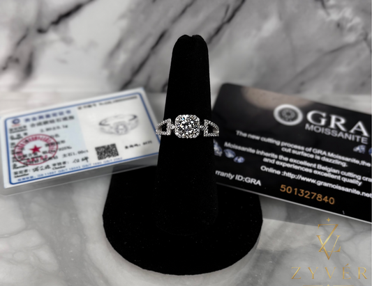 1.00ct Geometric Halo Moissanite Ring