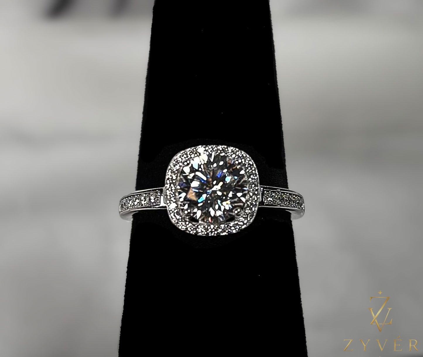 1.00ct Halo Moissanite Ring