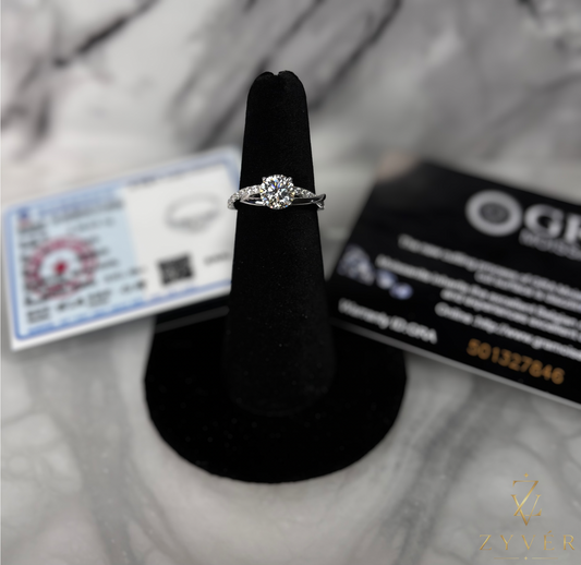 1ct Round Cut Moissanite Ring