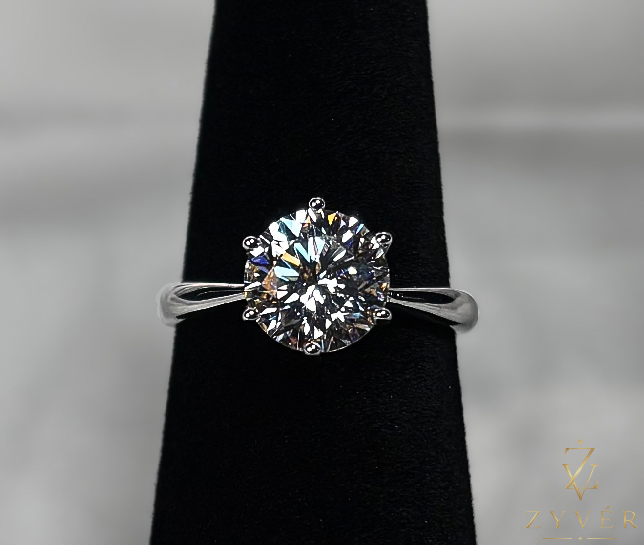 2ct Round Cut Moissanite Engagement Ring