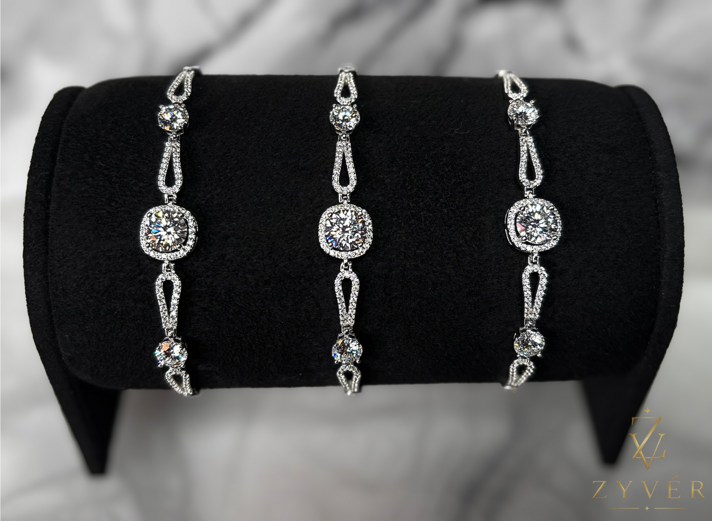 2.00ct Round Halo Moissanite Bracelet