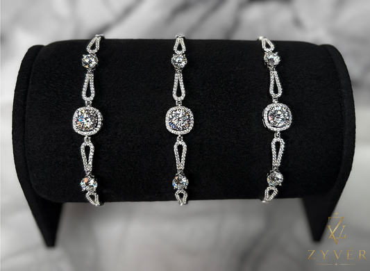 2.00ct Round Halo Moissanite Bracelet