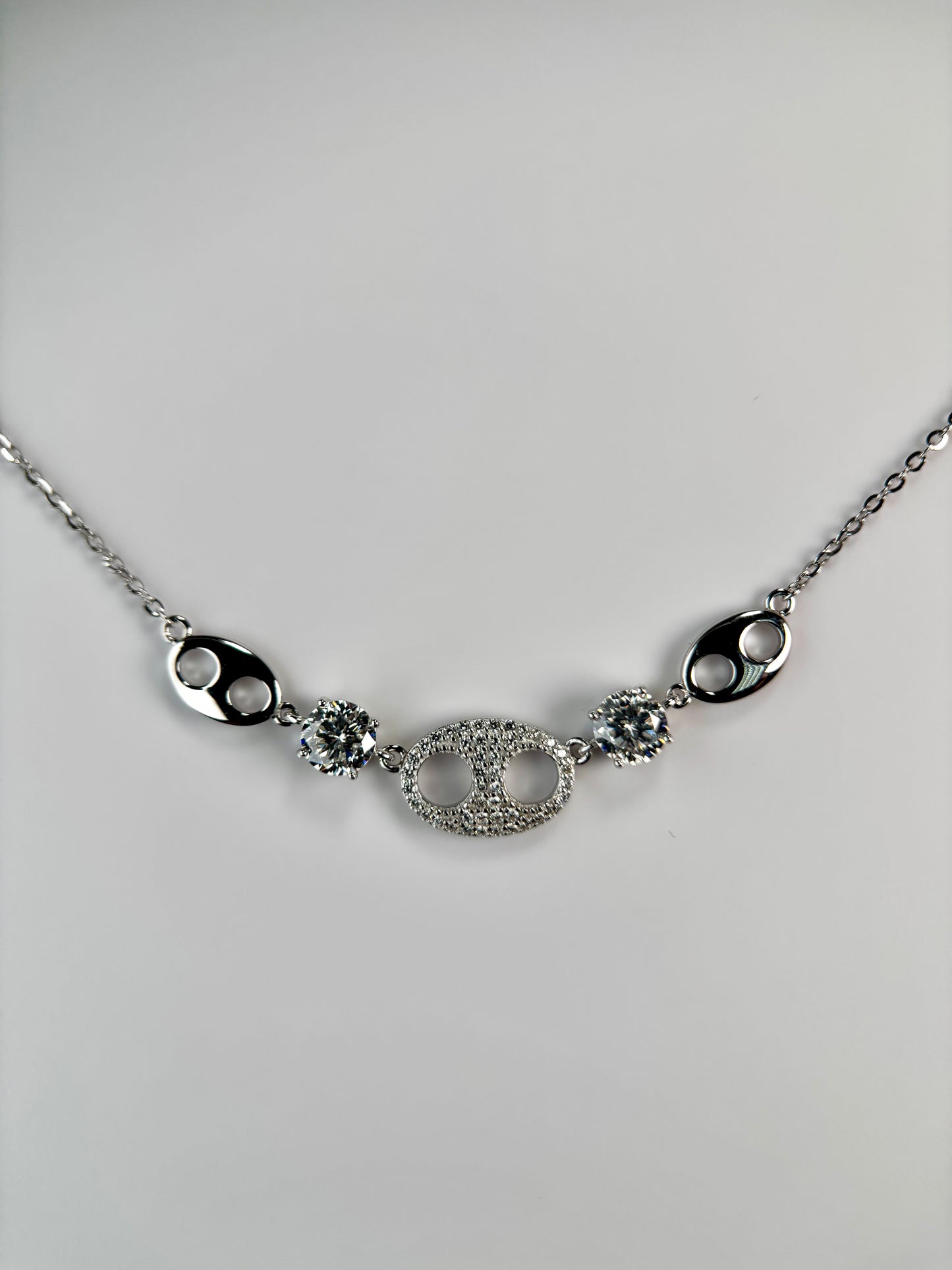 Abstract Pearl Moissanite Necklace