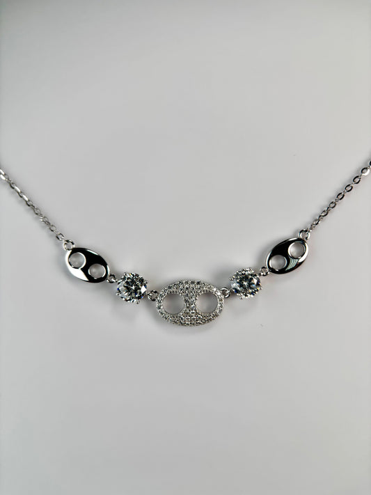 Abstract Pearl Moissanite Necklace