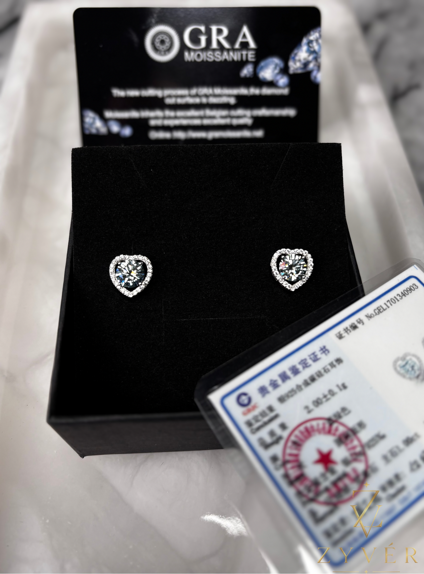 1.00ct Ocean Blue Heart Halo Moissanite Stud Earrings