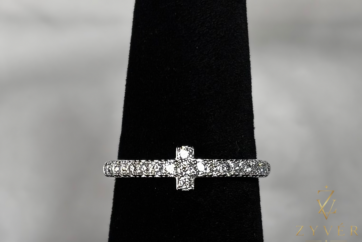 Minimalist Cross Moissanite Ring