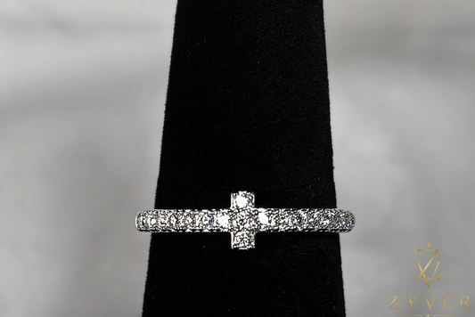 Minimalist Cross Moissanite Ring