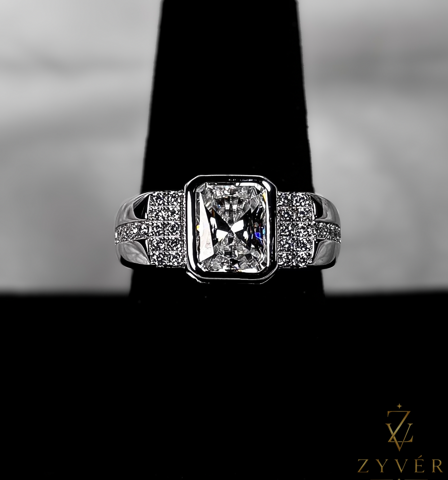 1.00ct Emerald Cut Moissanite Statement Ring