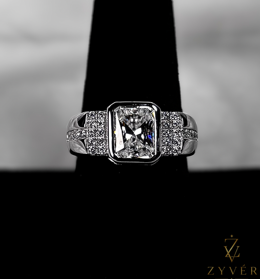 1.00ct Emerald Cut Moissanite Statement Ring