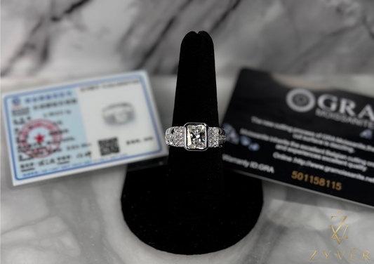 1.00ct Emerald Cut Moissanite Statement Ring