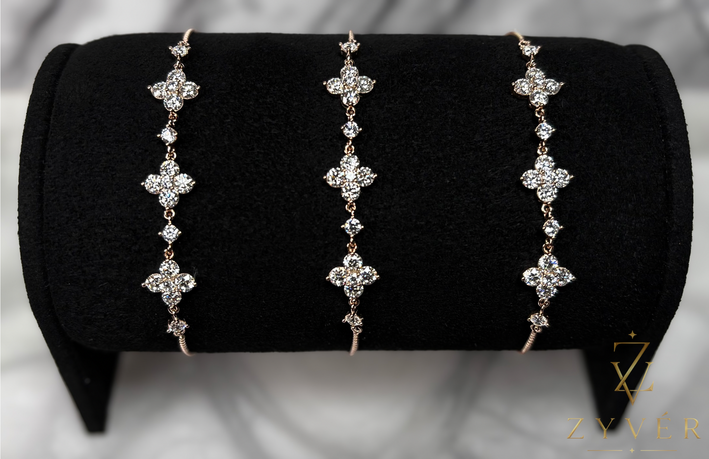 0.10ct Rose Gold Floral Moissanite Bracelet