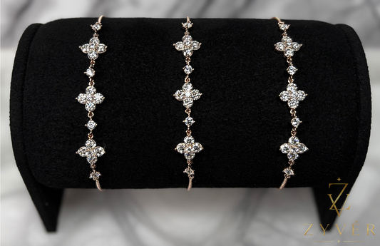 0.10ct Rose Gold Floral Moissanite Bracelet