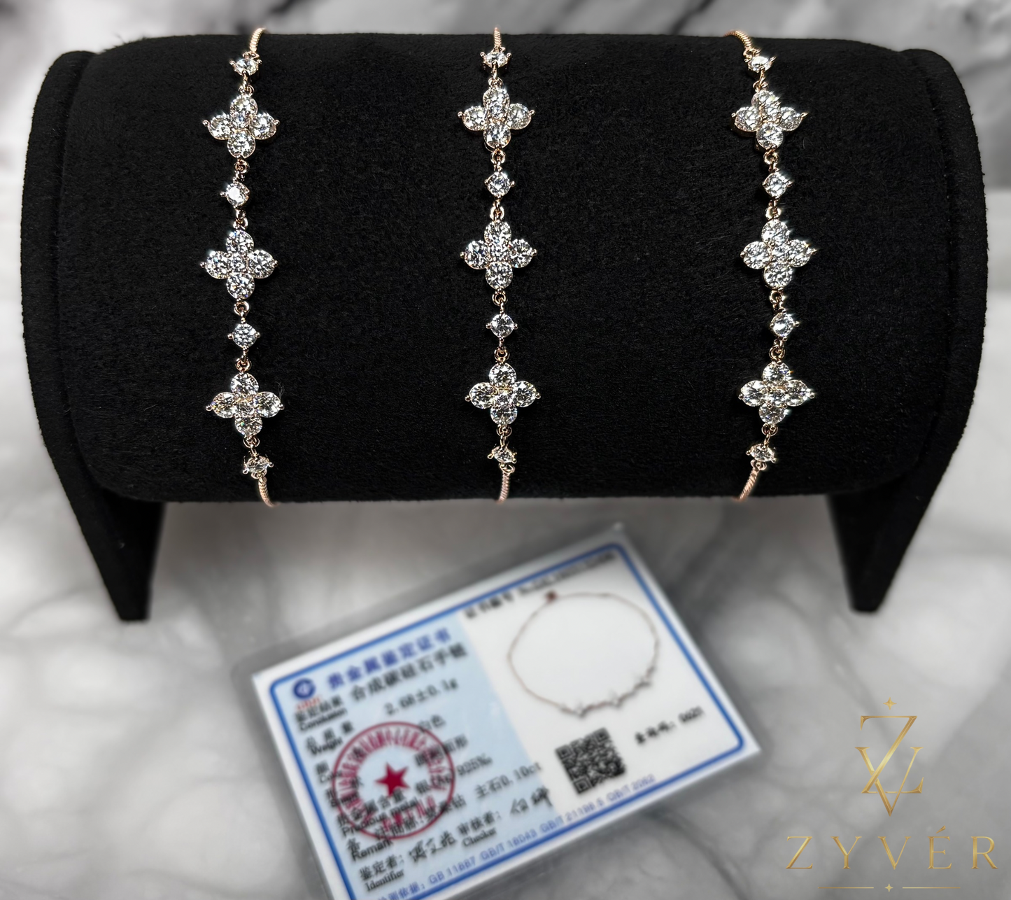 0.10ct Rose Gold Floral Moissanite Bracelet