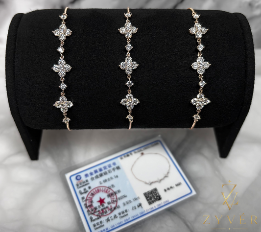 0.10ct Rose Gold Floral Moissanite Bracelet