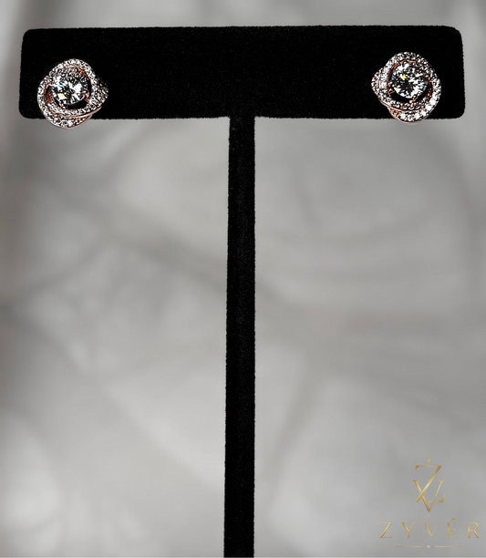0.50ct Rose Gold Halo Moissanite Stud Earrings