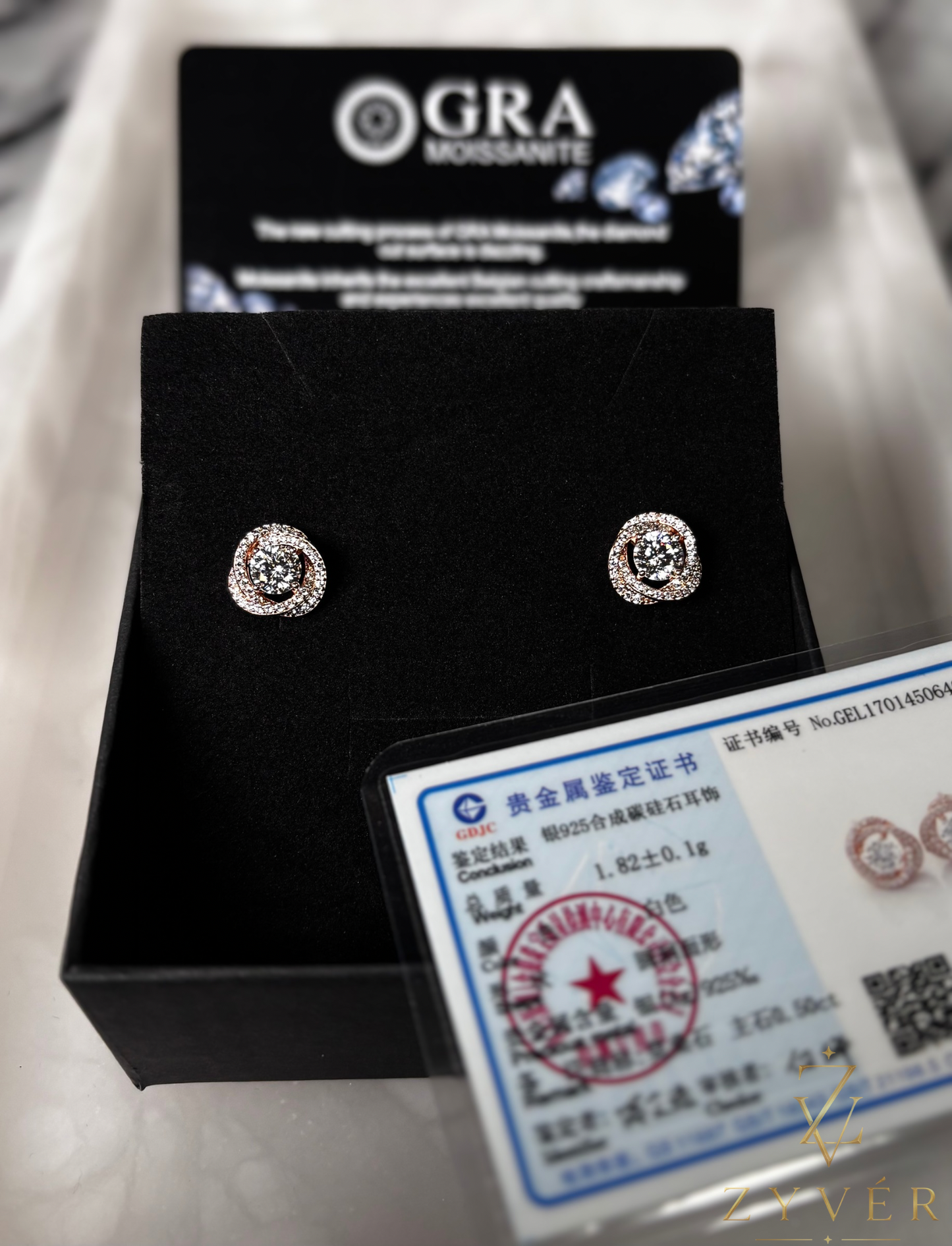 0.50ct Rose Gold Halo Moissanite Stud Earrings