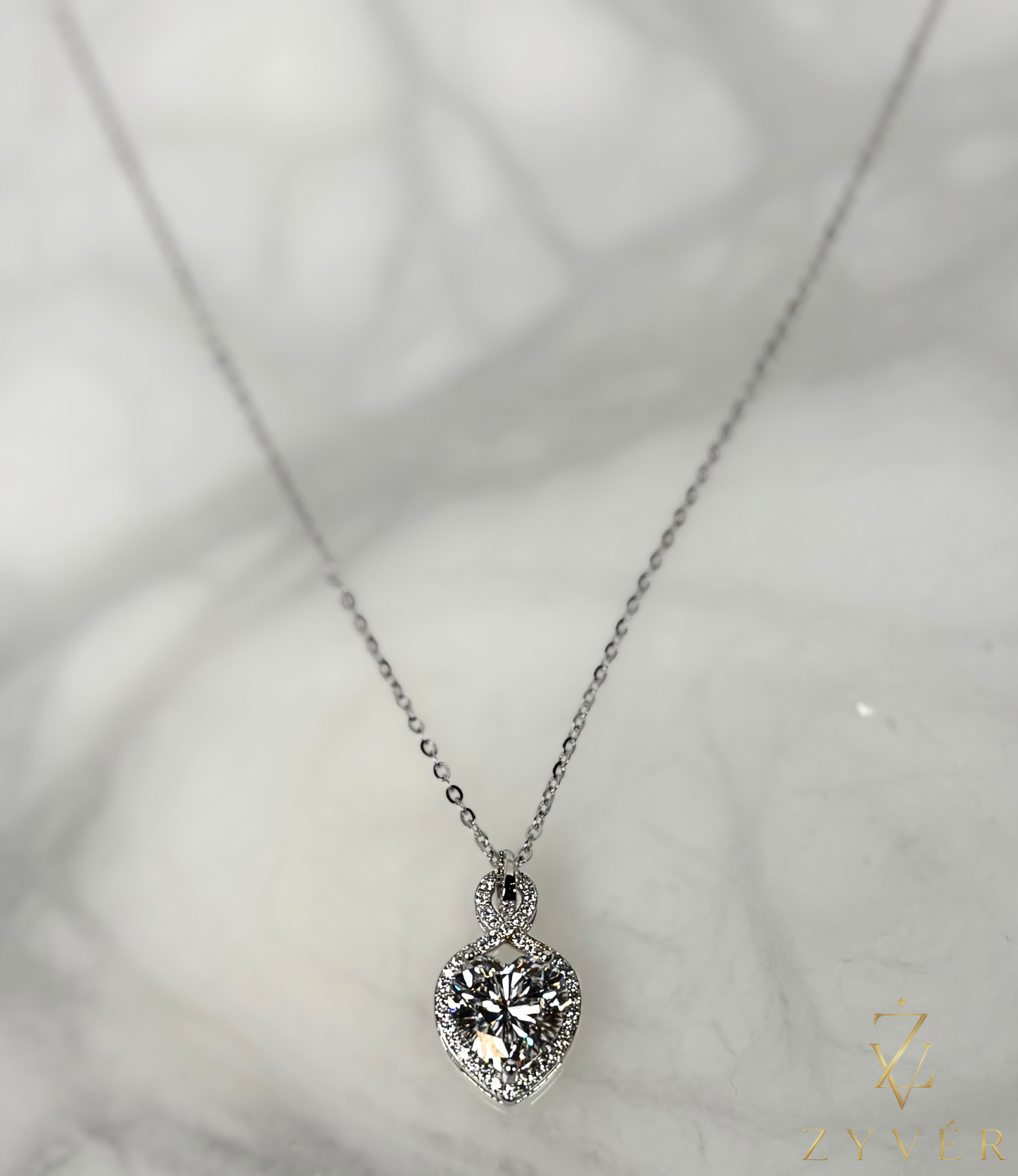 2.00ct Heart Halo Moissanite Necklace