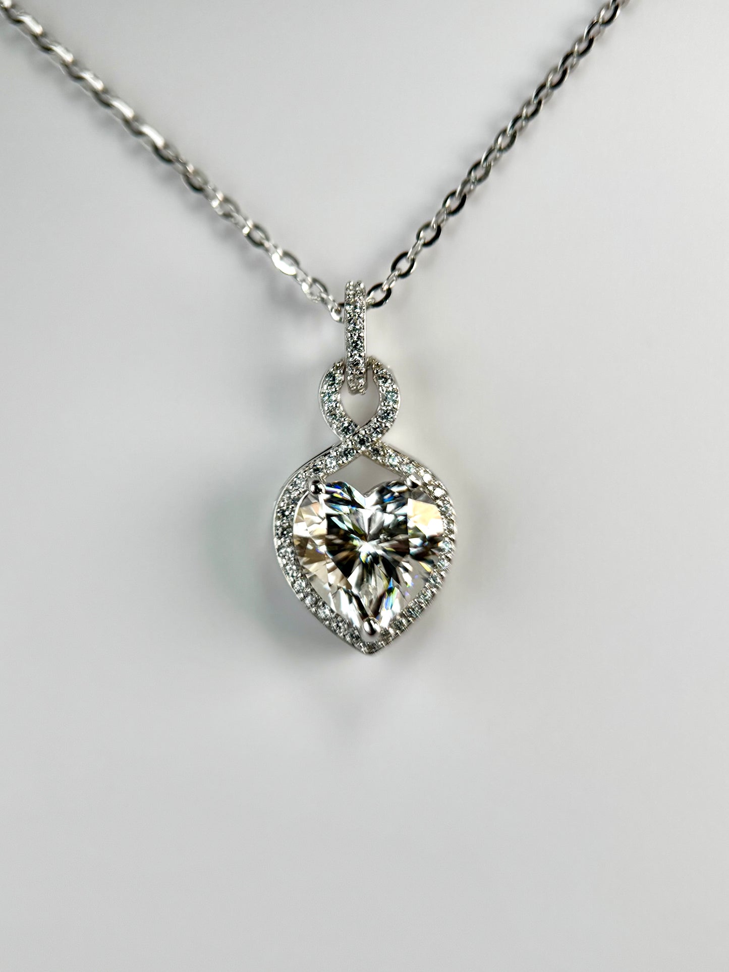 Heart Halo Moissanite Necklace