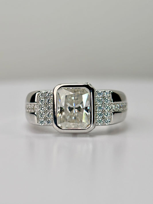 Emerald Cut Moissanite Statement Ring