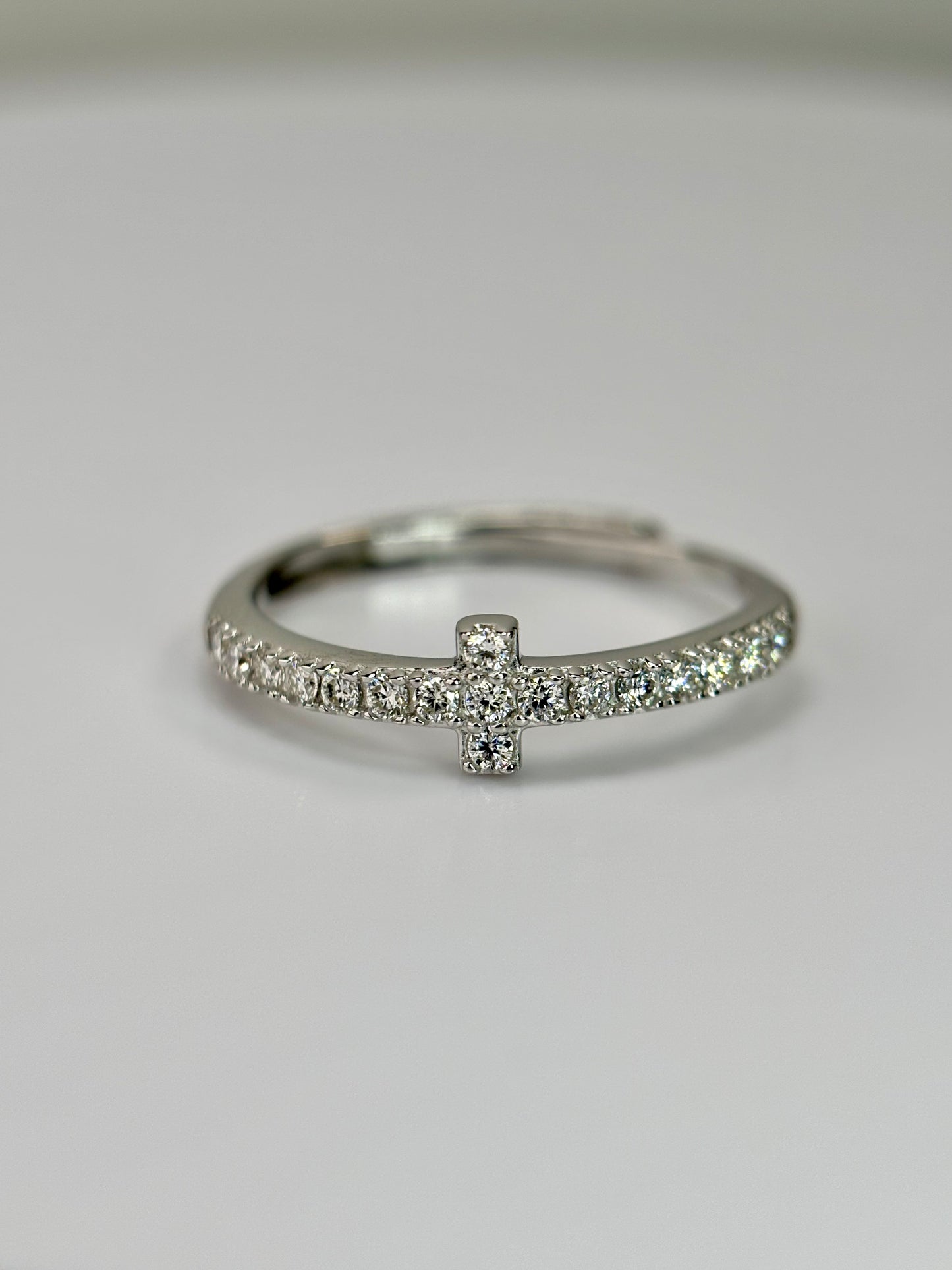 Minimalist Cross Moissanite Ring