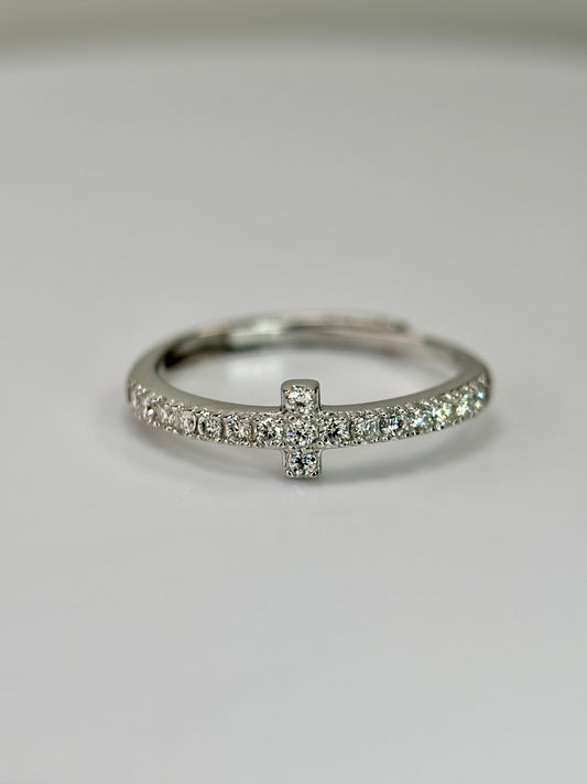 Minimalist Cross Moissanite Ring