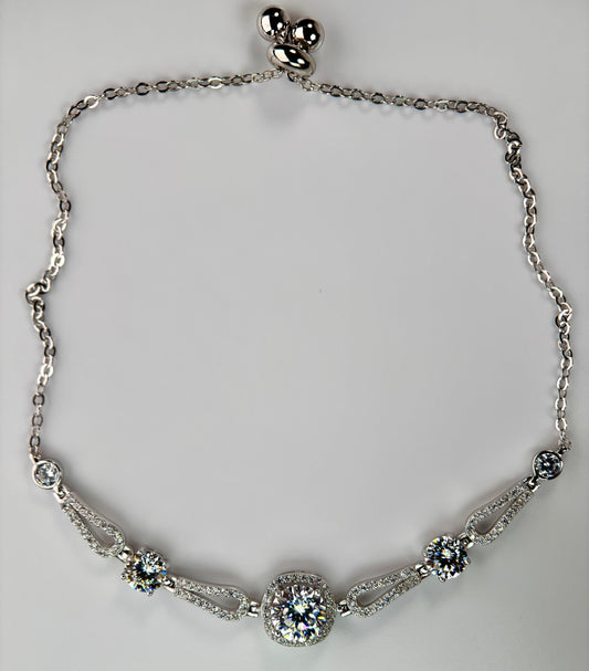 Round Halo Moissanite Bracelet