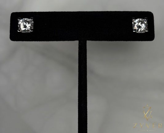 1ct Cushion Cut Moissanite Stud Earrings