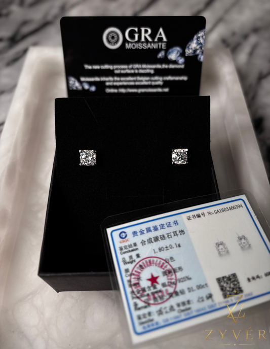 1ct Cushion Cut Moissanite Stud Earrings
