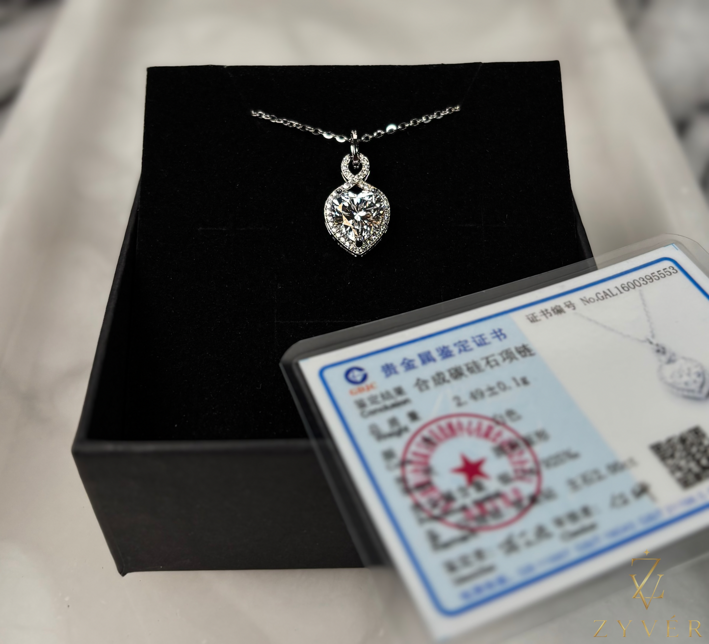 2.00ct Heart Halo Moissanite Necklace