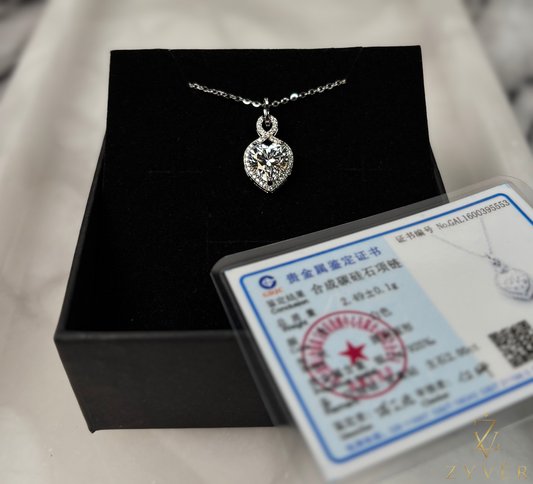 2.00ct Heart Halo Moissanite Necklace