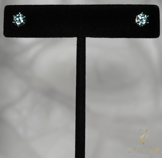 0.50ct Ocean Green Round Brilliant Moissanite Stud Earrings