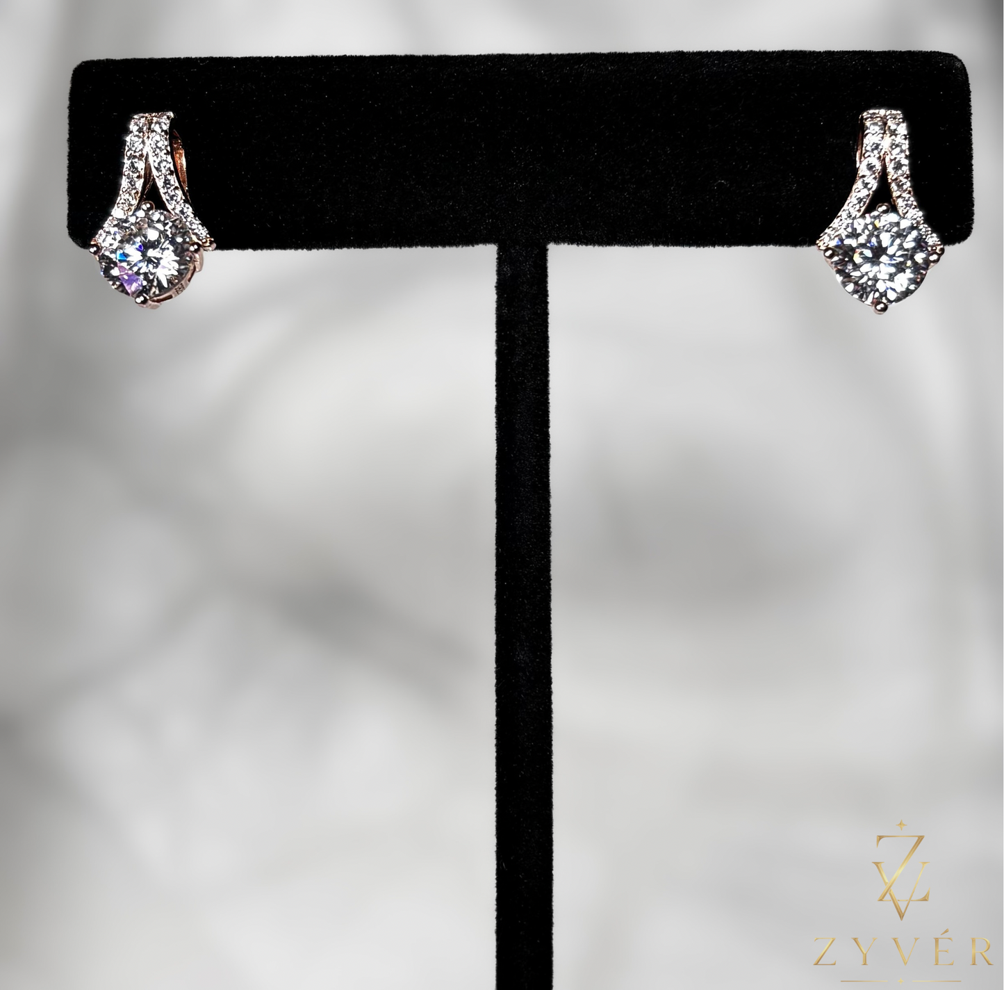 1ct Rose Gold Round Drop Moissanite Earrings