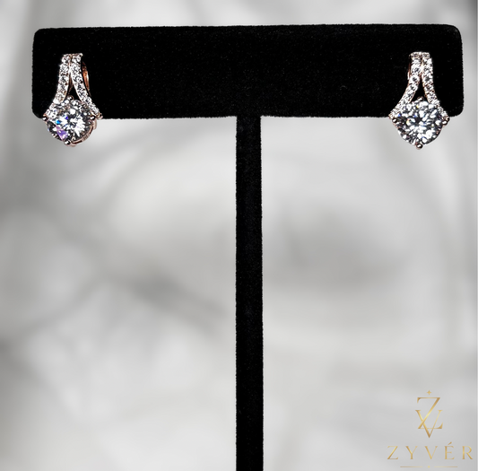 1ct Rose Gold Round Drop Moissanite Earrings