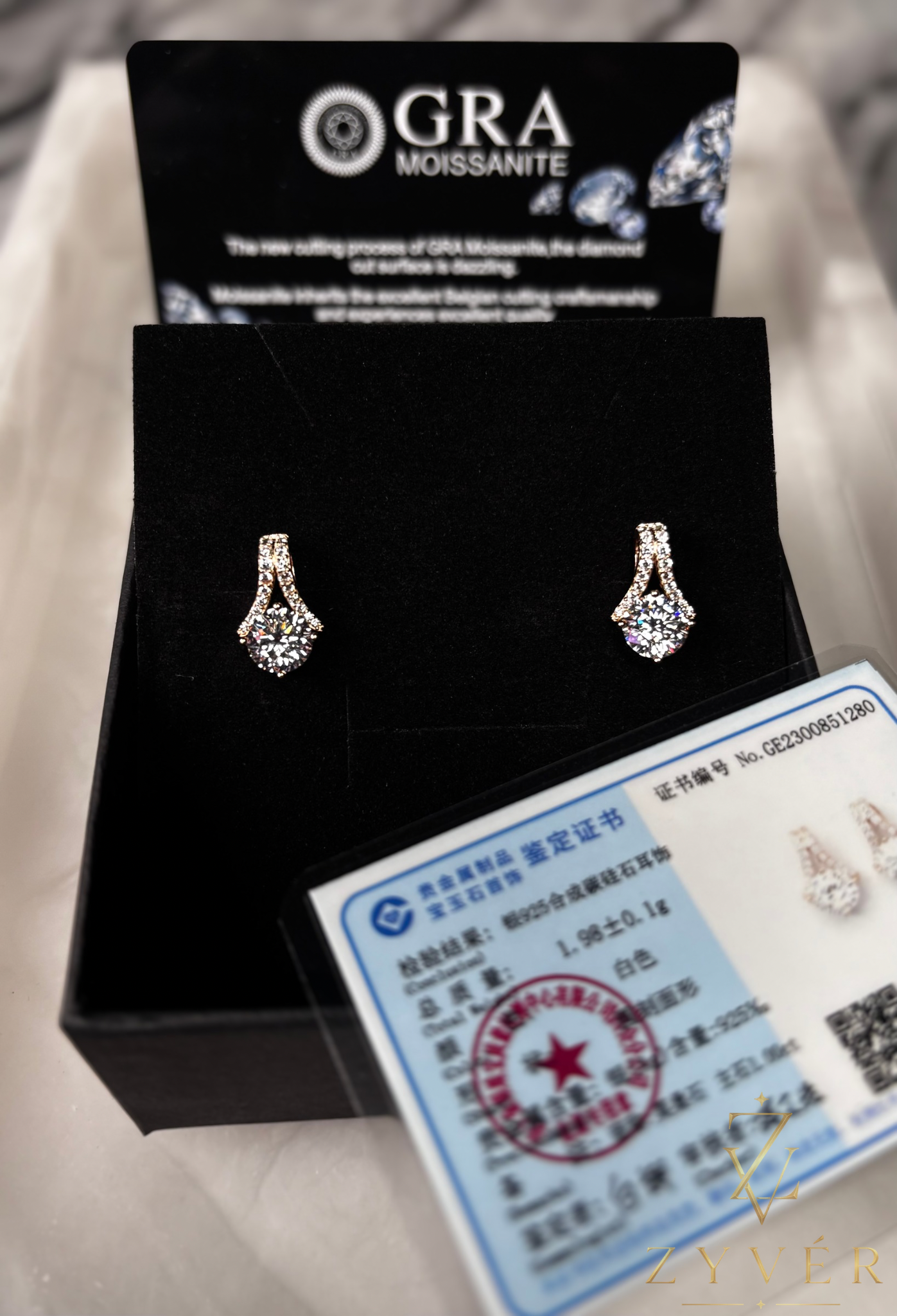 1ct Rose Gold Round Drop Moissanite Earrings