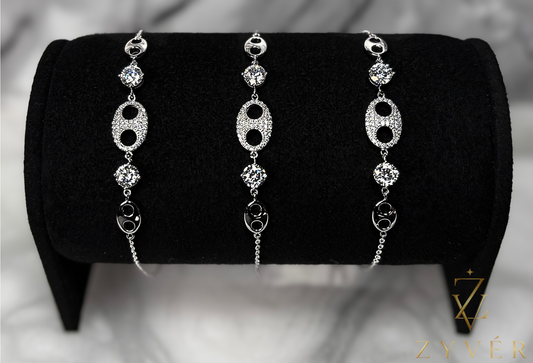 0.50ct Round Halo Link Moissanite Bracelet