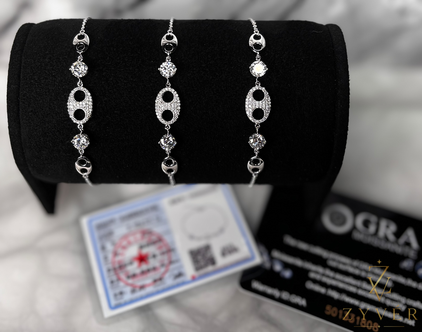 0.50ct Round Halo Link Moissanite Bracelet